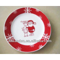 Platos de mantequilla de cerámica roja con impresión Santa &amp; deer